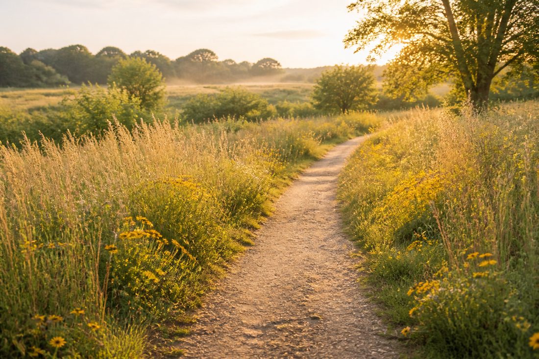 A warm path through a meadow